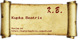 Kupka Beatrix névjegykártya